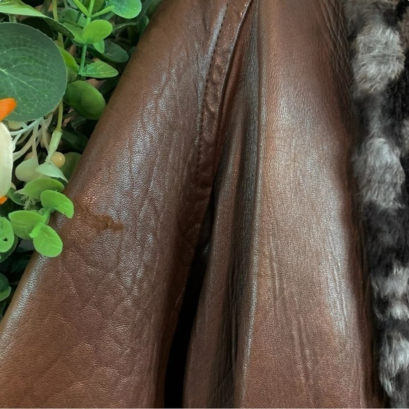 Andrew Marc Genuine Leather Rabbit Fur Coat Jacket Brown Black Gray Size Small - Picture 4 of 12